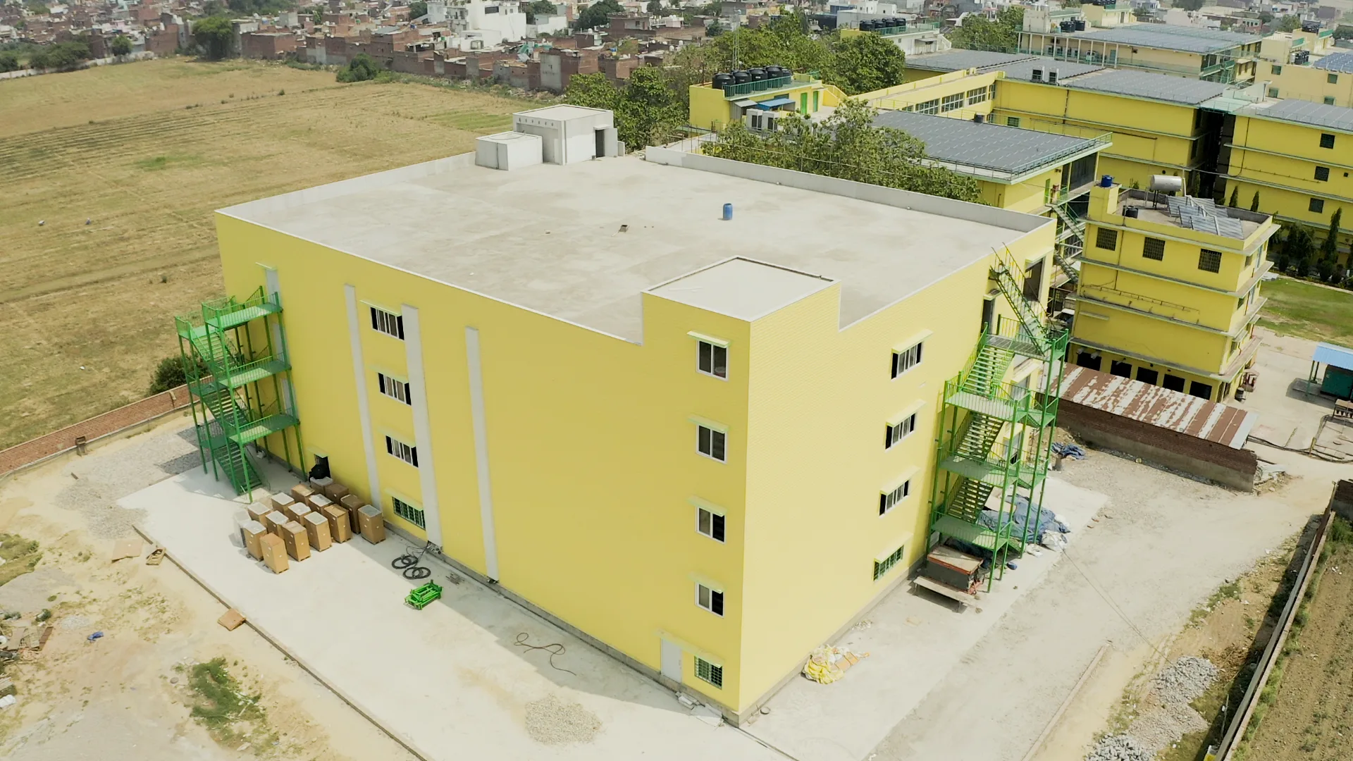 Commercial development under construction with structural and MEP works in progress
